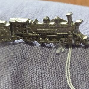 Silver Train Engine Brooch - Women Jewelry